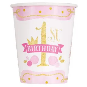 9oz Pink & Gold 1st Birthday Paper Cup (8ct)