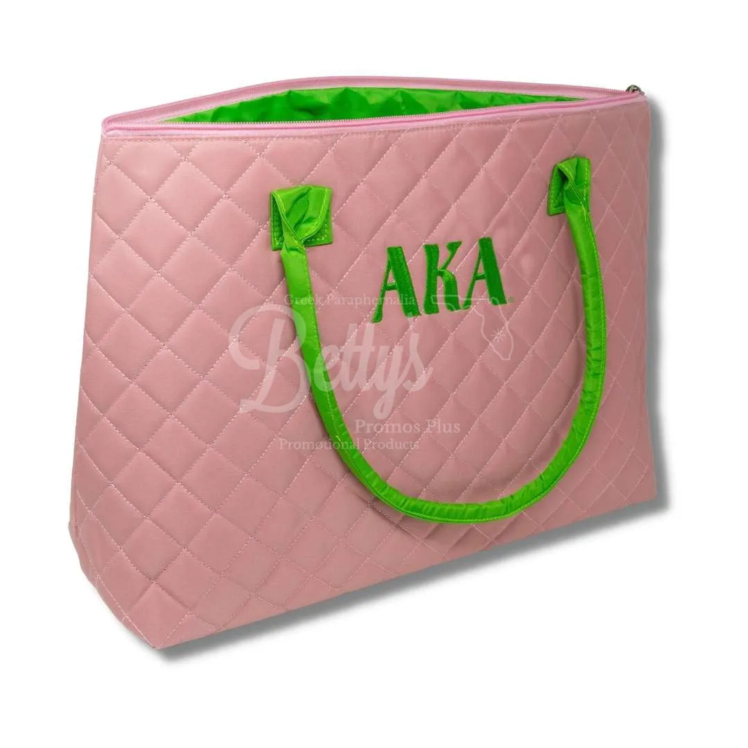 Alpha Kappa Alpha AKA Embroidered Greek Letters Quilted Bag Purse