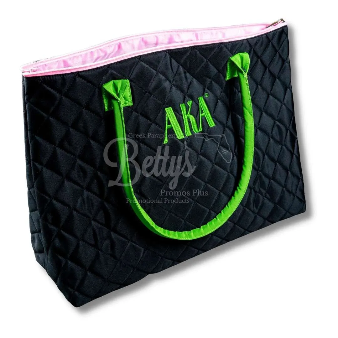 Alpha Kappa Alpha AKA Embroidered Greek Letters Quilted Bag Purse