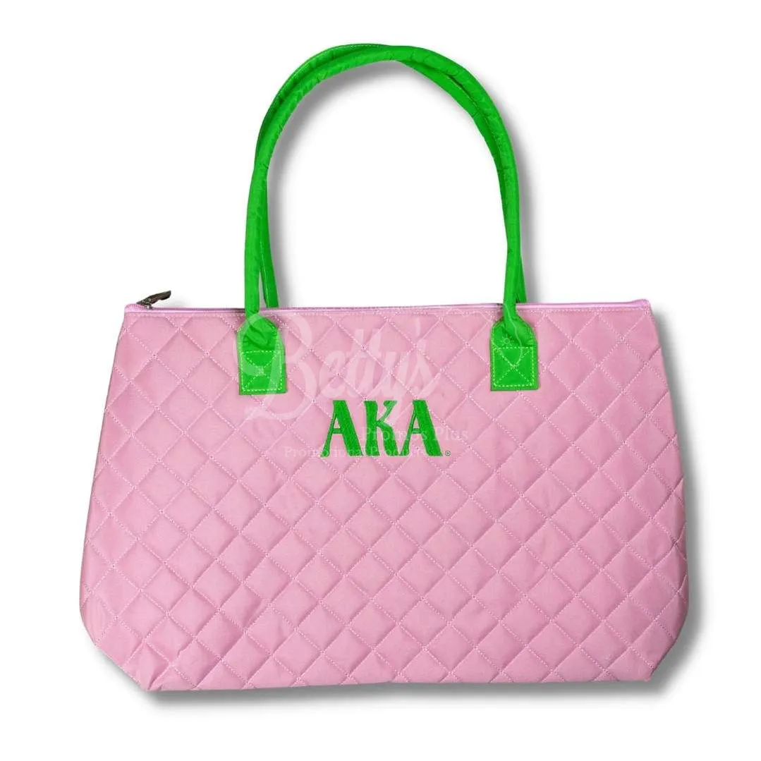 Alpha Kappa Alpha AKA Embroidered Greek Letters Quilted Bag Purse
