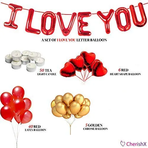Anniversary Romantic I Love You 109 Pcs Surprise Decoration kit