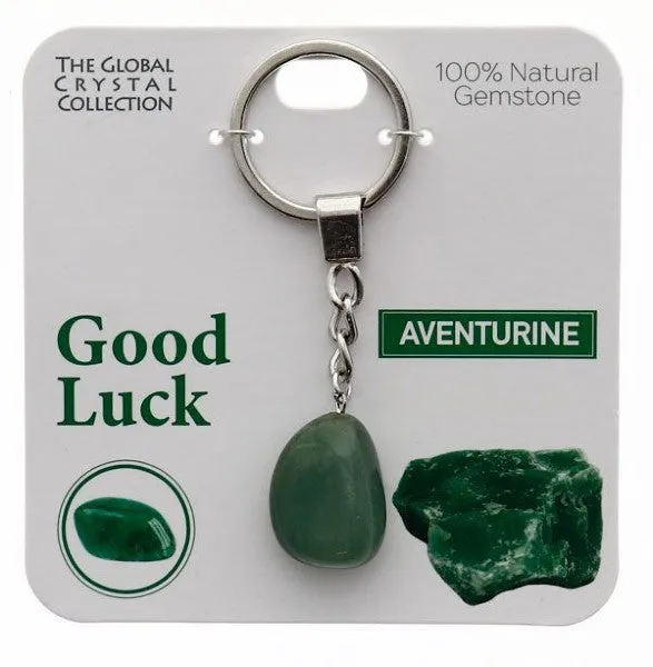Aventurine Natural Gem Keyring - 'Good Luck'