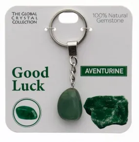 Aventurine Natural Gem Keyring - 'Good Luck'