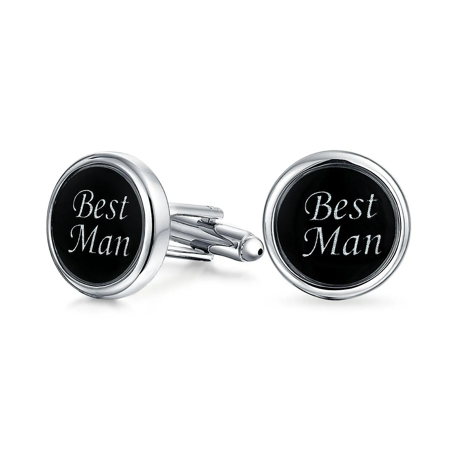 Best Men Round Black Shirt Cufflinks Groomsmen Wedding Gift Brass