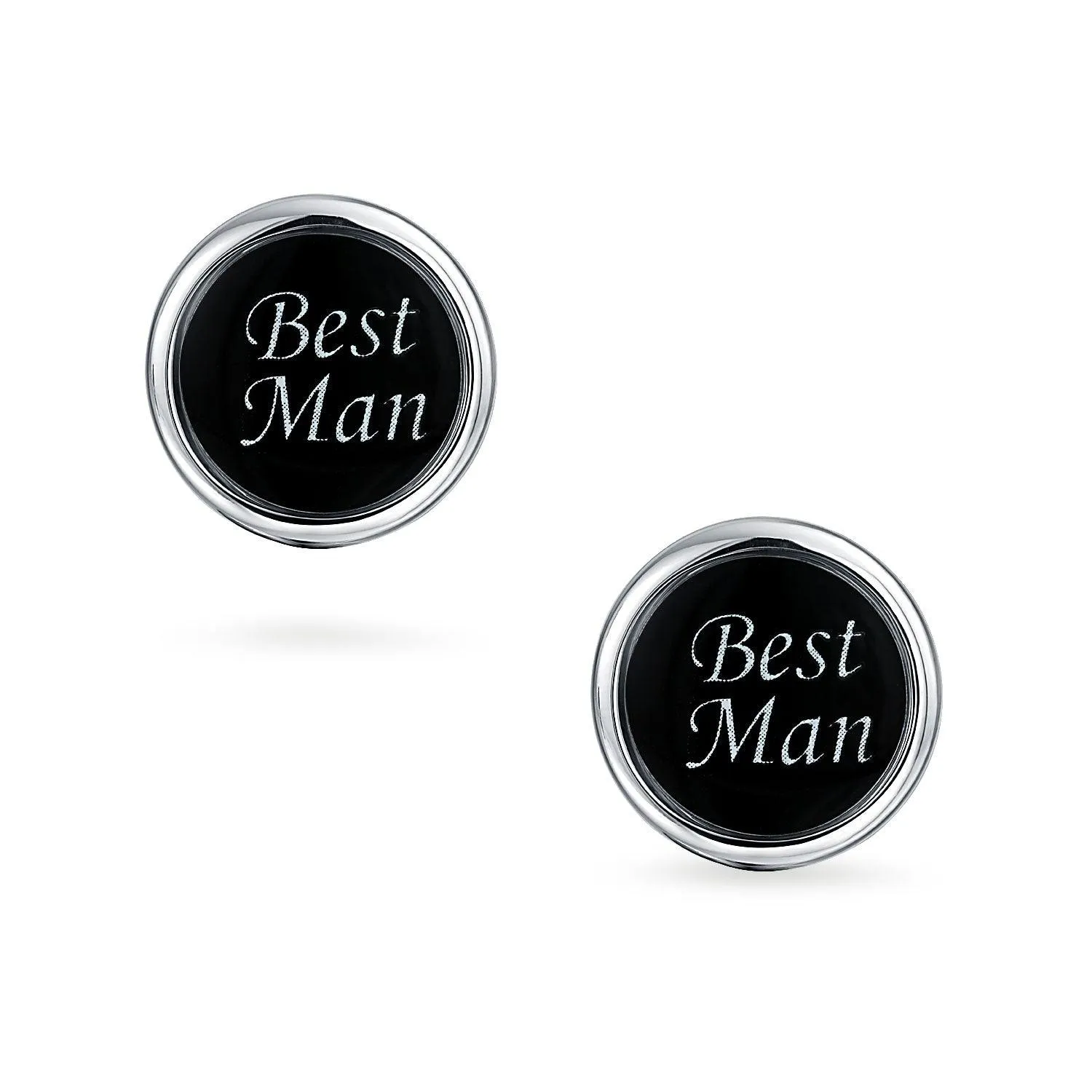 Best Men Round Black Shirt Cufflinks Groomsmen Wedding Gift Brass