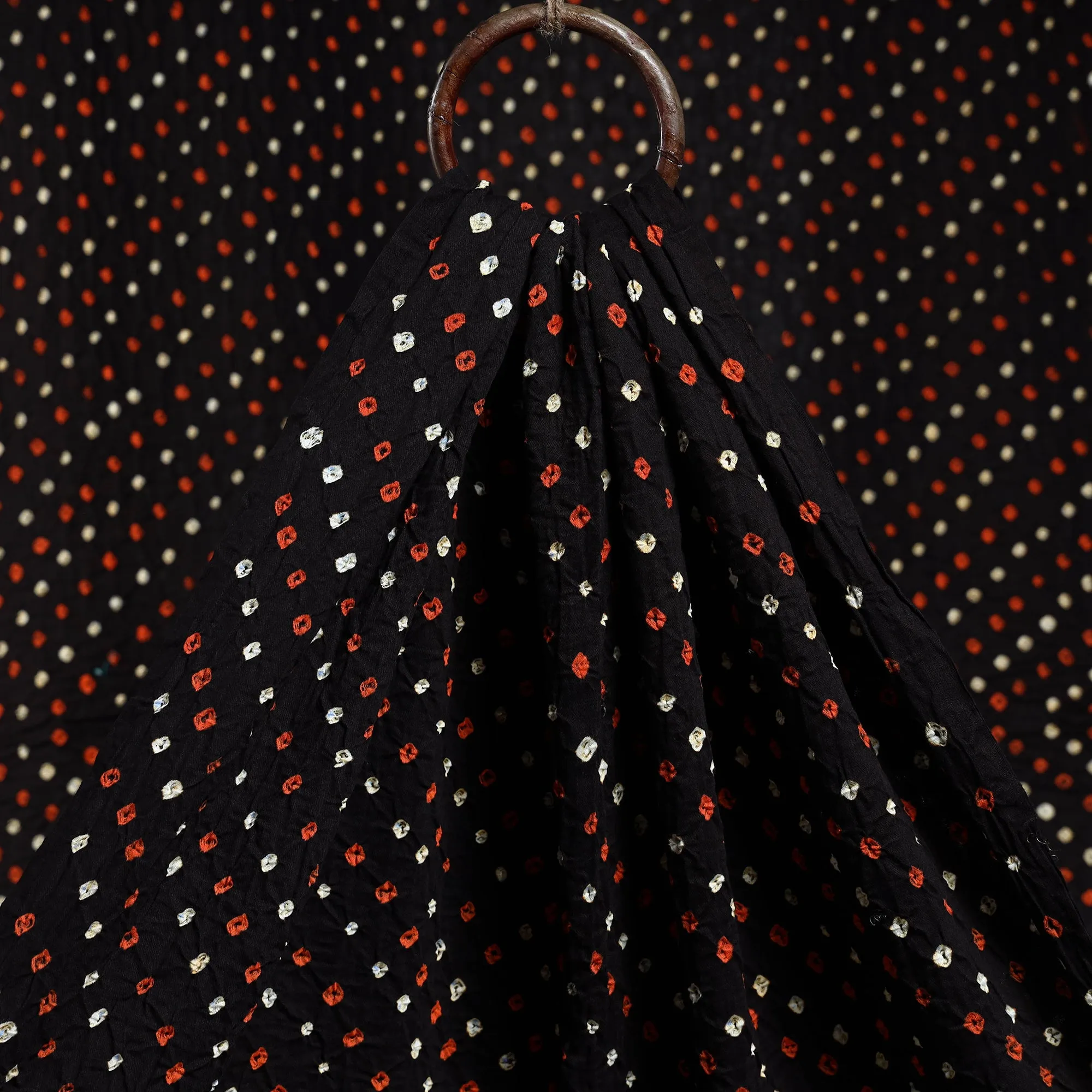 Black - Kutch Bandhani Tie-dye Soft Cotton Fabric 05