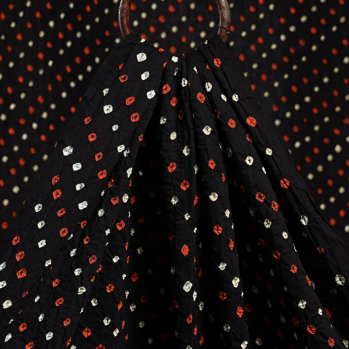 Black - Kutch Bandhani Tie-dye Soft Cotton Fabric 05