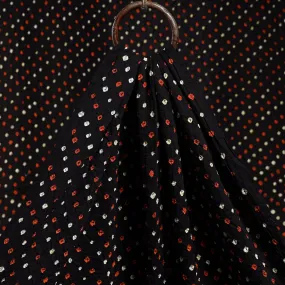 Black - Kutch Bandhani Tie-dye Soft Cotton Fabric 05