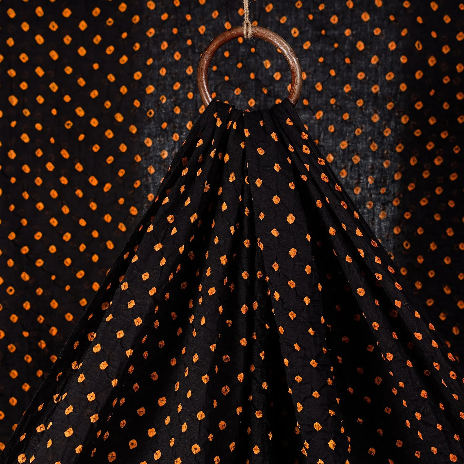 Black - Kutch Bandhani Tie-dye Soft Cotton Fabric
