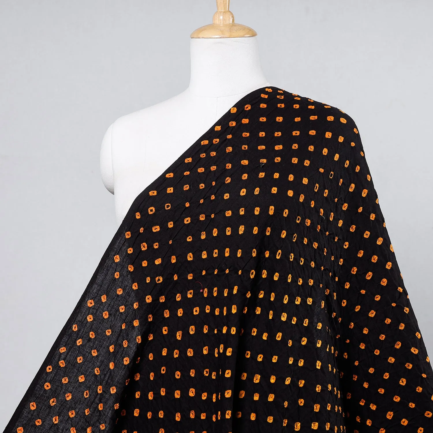 Black - Kutch Bandhani Tie-dye Soft Cotton Fabric