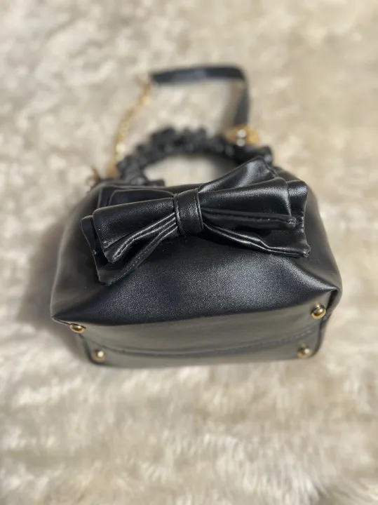 Black Ruched Potli Bag for Girls