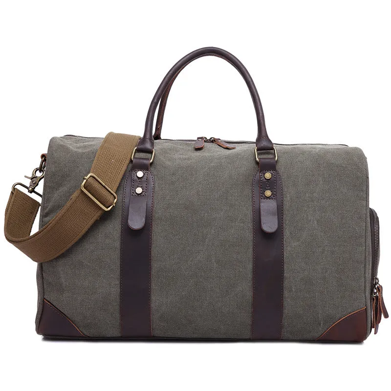 Canvas Duffle Bag Vintage Canvas Travel Weekend Bag Carry On Bag With Shoes Compartment