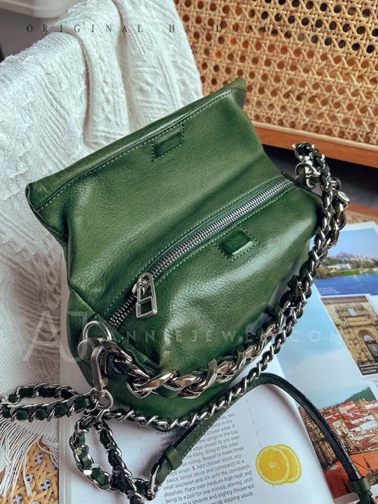 Chunky Chain Cross Body Bag Leather Chain Crossbody Bag Womens
