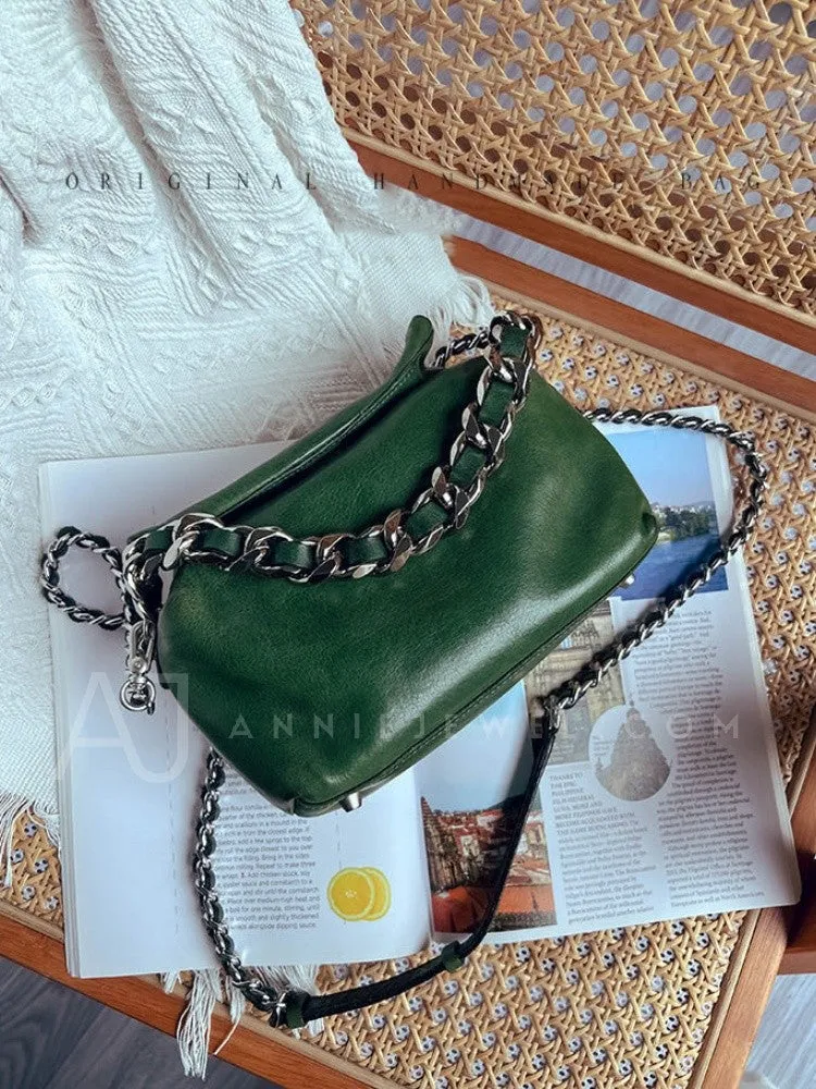 Chunky Chain Cross Body Bag Leather Chain Crossbody Bag Womens