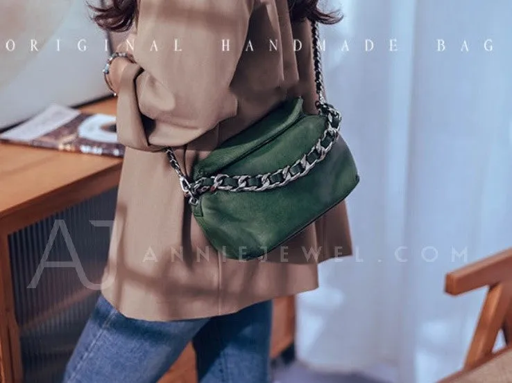 Chunky Chain Cross Body Bag Leather Chain Crossbody Bag Womens