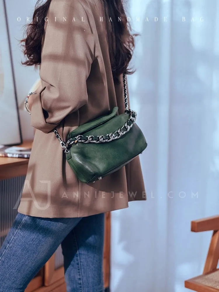 Chunky Chain Cross Body Bag Leather Chain Crossbody Bag Womens