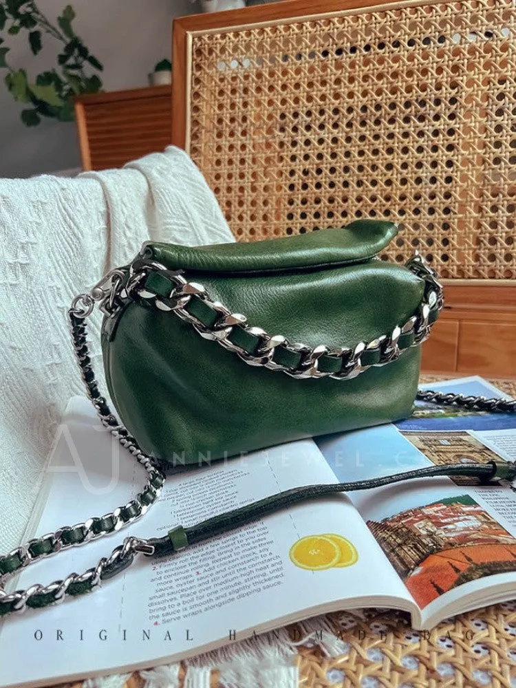 Chunky Chain Cross Body Bag Leather Chain Crossbody Bag Womens