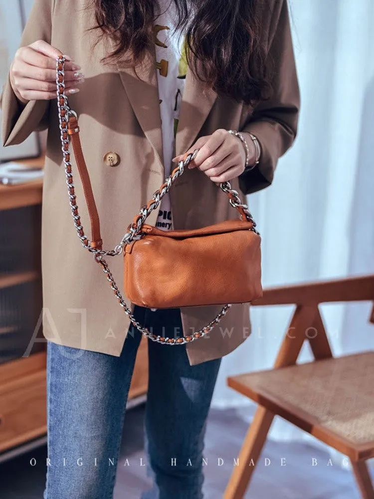 Chunky Chain Cross Body Bag Leather Chain Crossbody Bag Womens