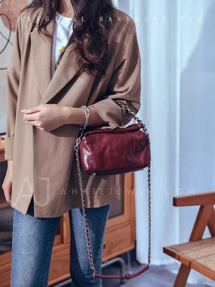 Chunky Chain Cross Body Bag Leather Chain Crossbody Bag Womens