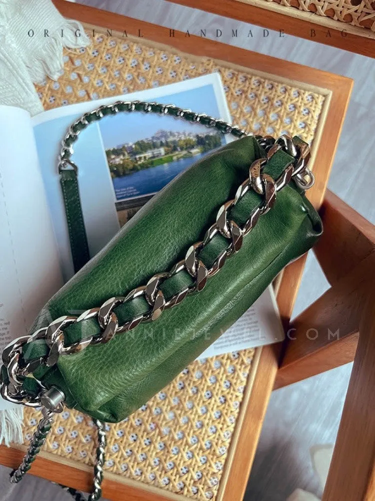 Chunky Chain Cross Body Bag Leather Chain Crossbody Bag Womens