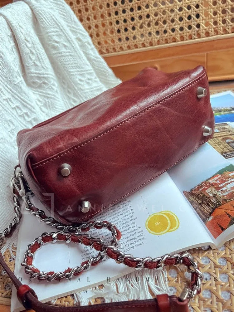Chunky Chain Cross Body Bag Leather Chain Crossbody Bag Womens