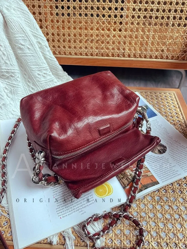 Chunky Chain Cross Body Bag Leather Chain Crossbody Bag Womens