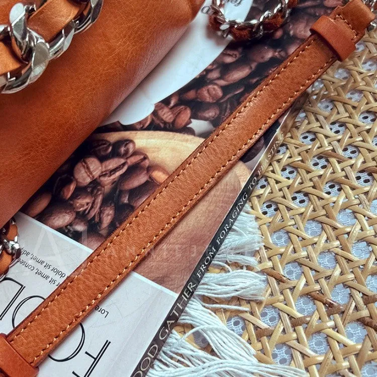 Chunky Chain Cross Body Bag Leather Chain Crossbody Bag Womens