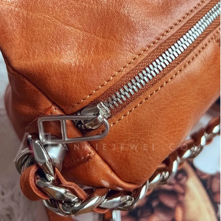 Chunky Chain Cross Body Bag Leather Chain Crossbody Bag Womens