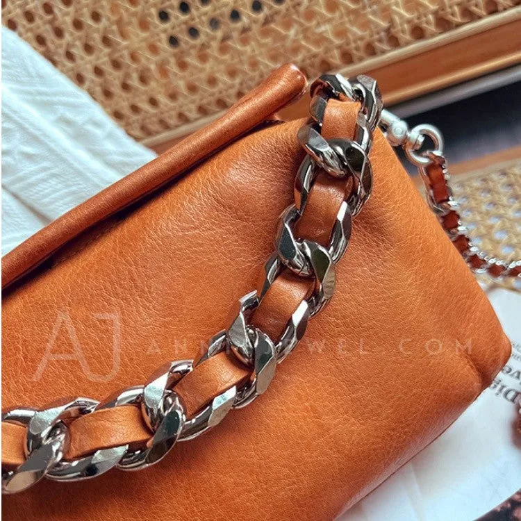 Chunky Chain Cross Body Bag Leather Chain Crossbody Bag Womens