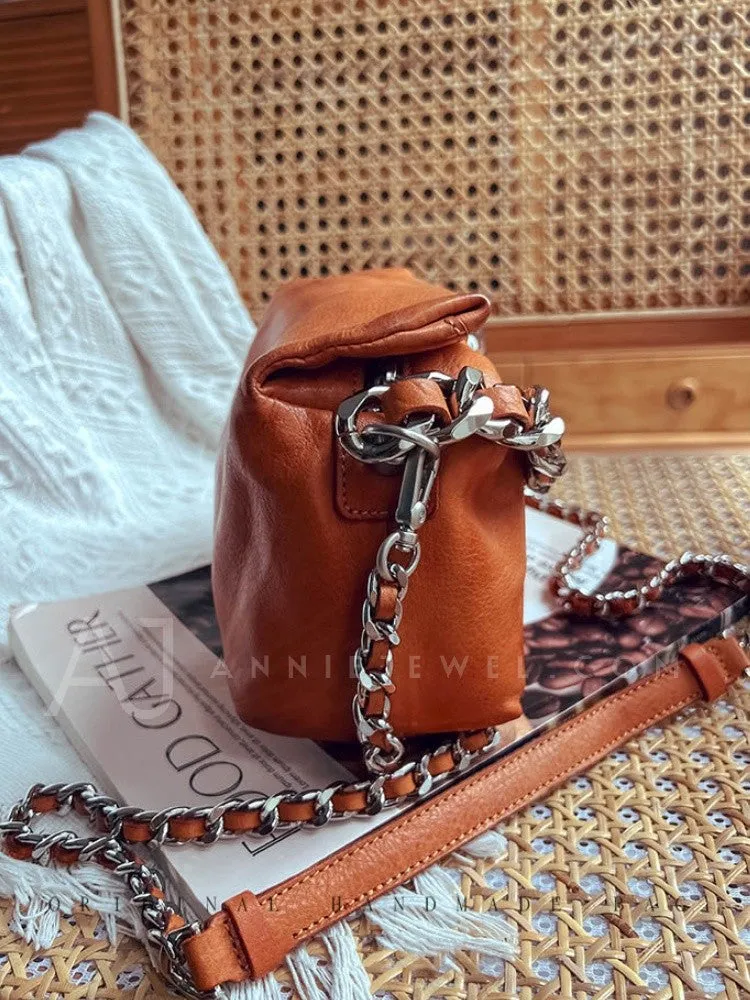 Chunky Chain Cross Body Bag Leather Chain Crossbody Bag Womens