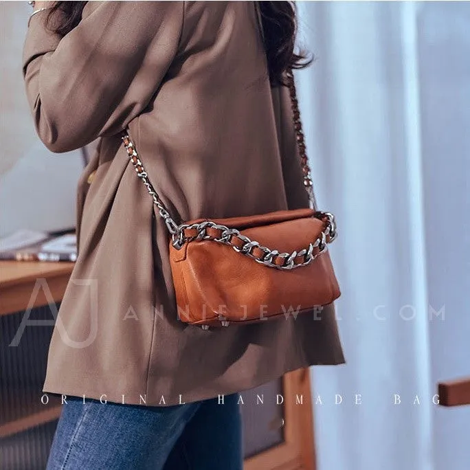 Chunky Chain Cross Body Bag Leather Chain Crossbody Bag Womens
