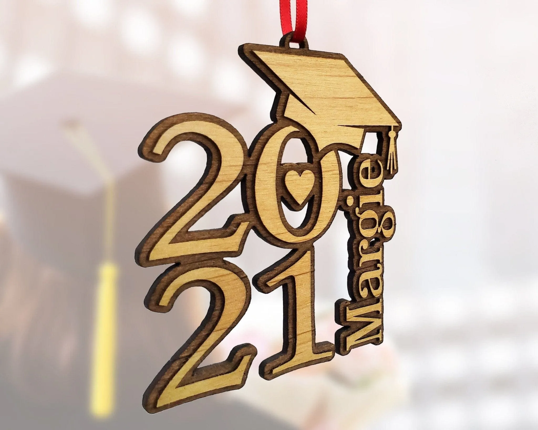 Class of 2022 Graduation Wood Ornament Graduate Party Favor Gifts for Him Her RN Shadow Box Decoration College Grad Car Decor Laser Engraved