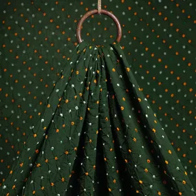 Dark Green - Kutch Tie-Dye Mul Cotton Bandhani Fabric 04