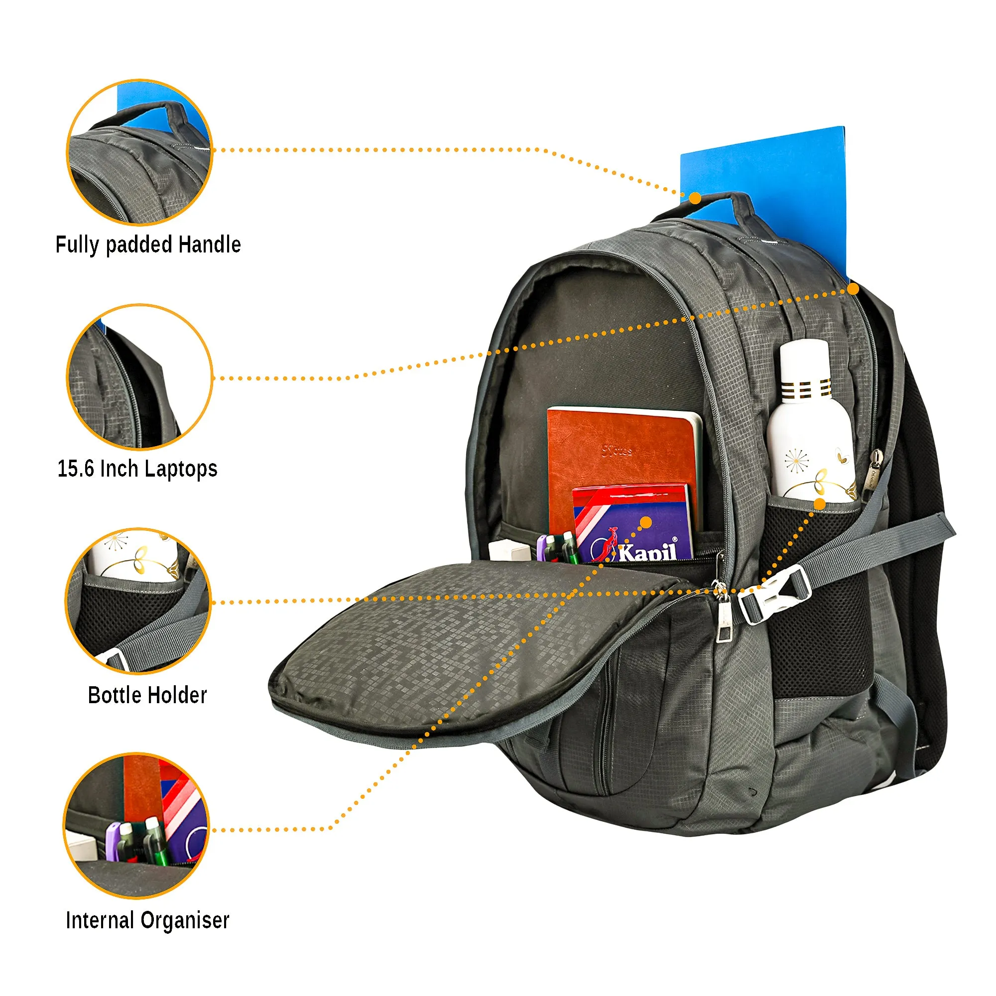 Dhariwal Modern Travel/College Backpack With Rain Cover 63L BP-214 With Rain Cover