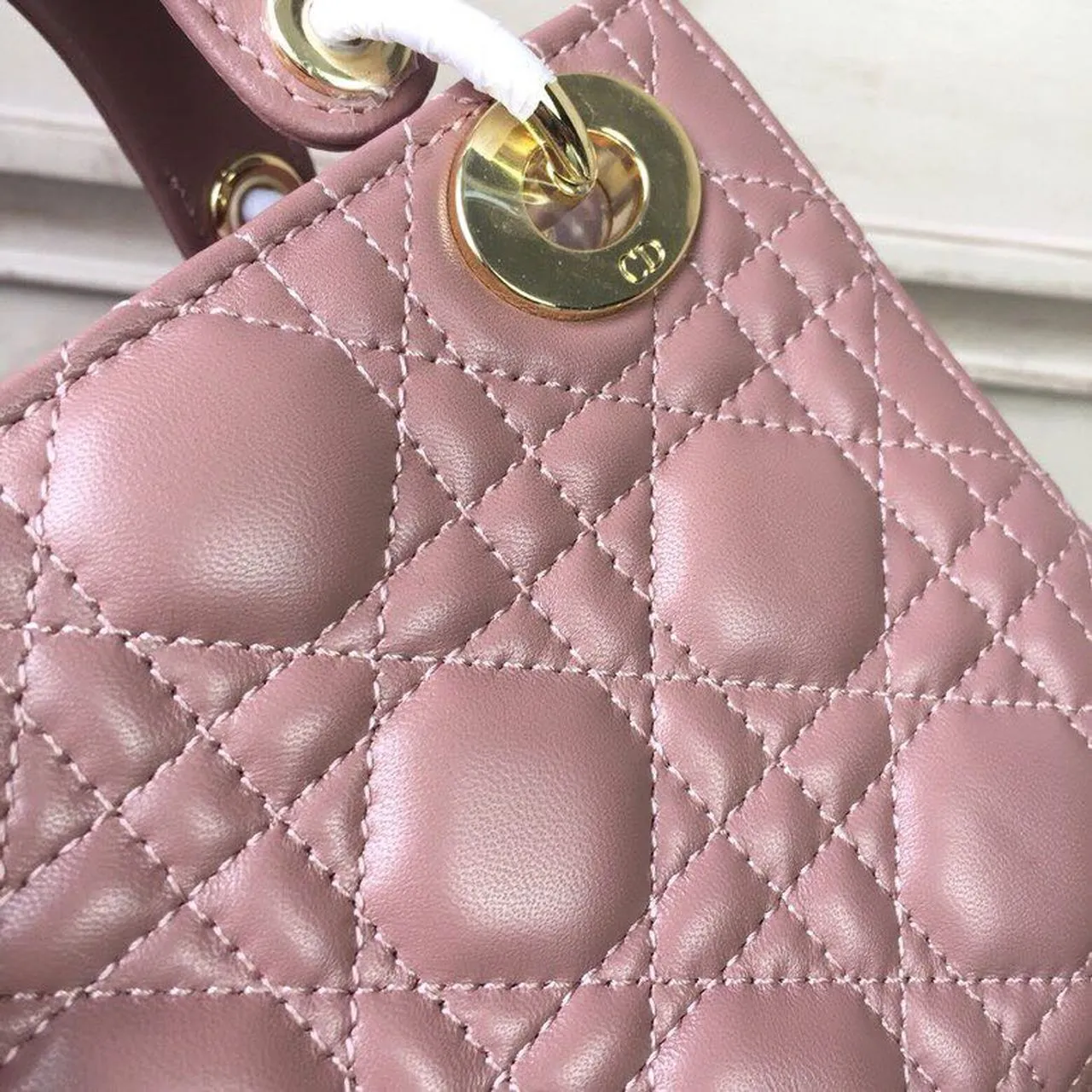 DI Mini Lady Bag Gold Toned Hardware Dusty Pink For Women 18cm/7in CD
