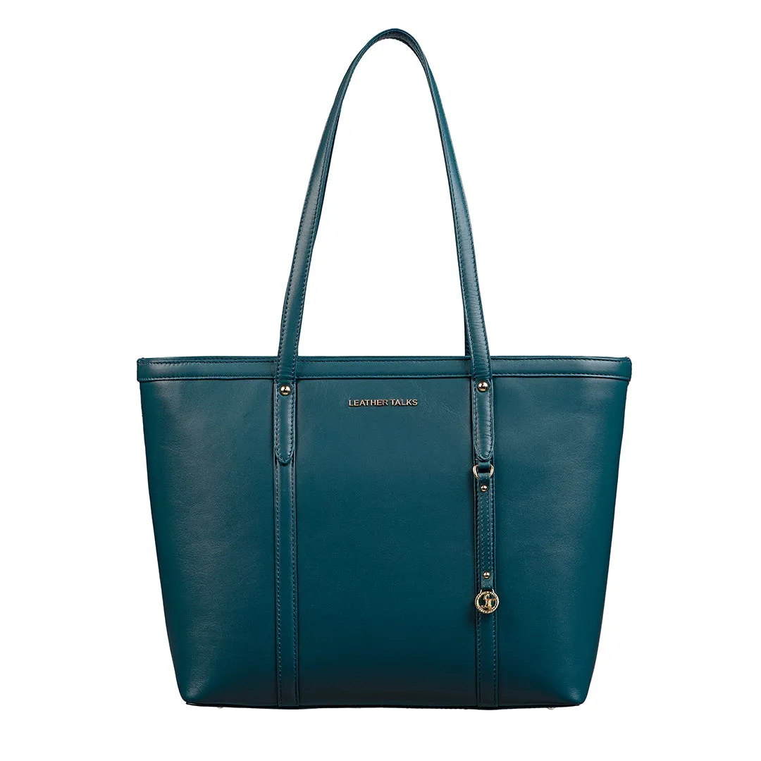 Elegant Tote Bag For Woman |Genuine Leather Handbag for Ladies | Ideal For Office & Travel | Color: Teal Blue