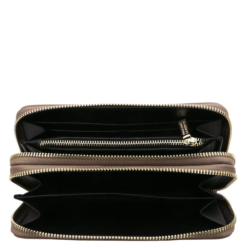 Gaia - Double zip around leather wallet | TL142343