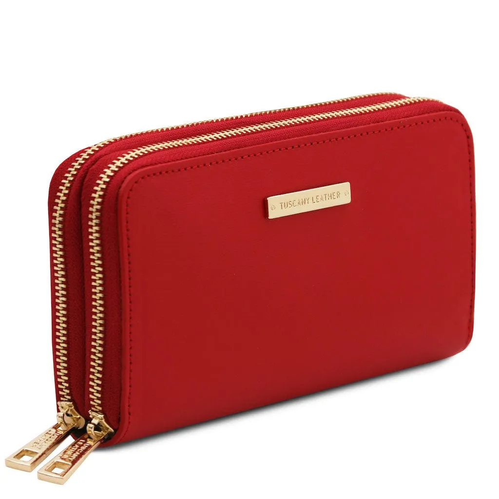 Gaia - Double zip around leather wallet | TL142343