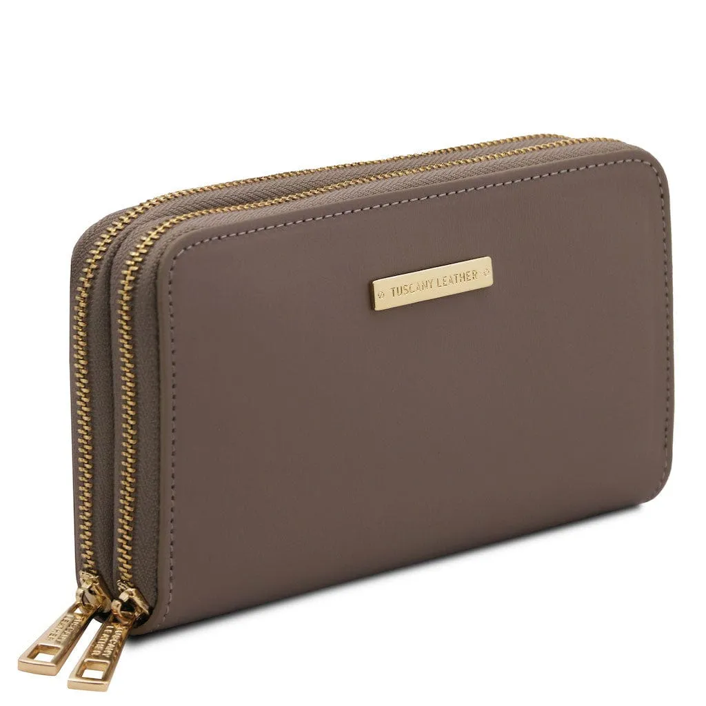 Gaia - Double zip around leather wallet | TL142343