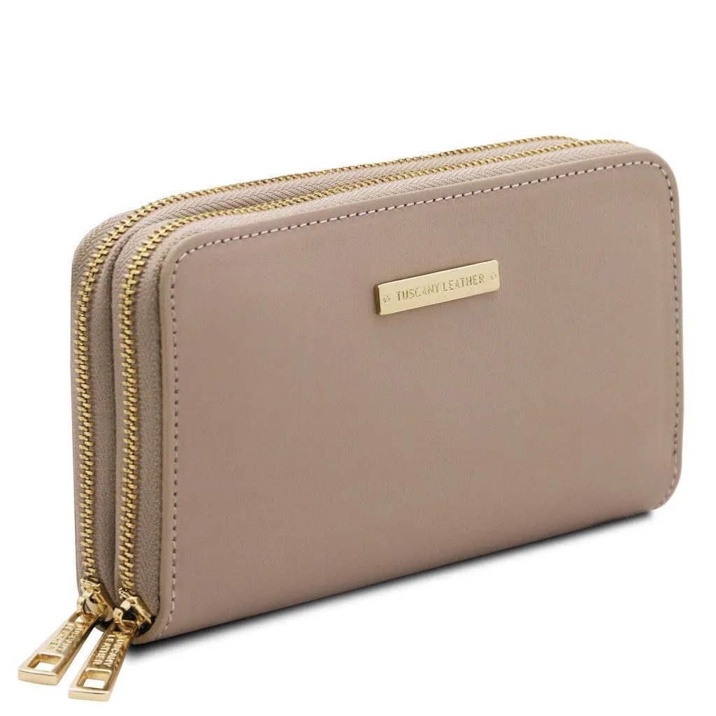Gaia - Double zip around leather wallet | TL142343