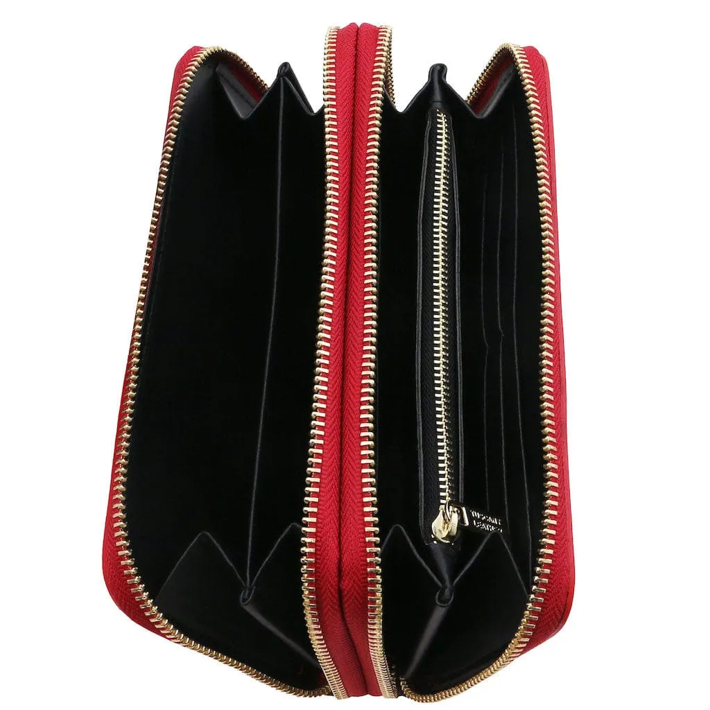 Gaia - Double zip around leather wallet | TL142343