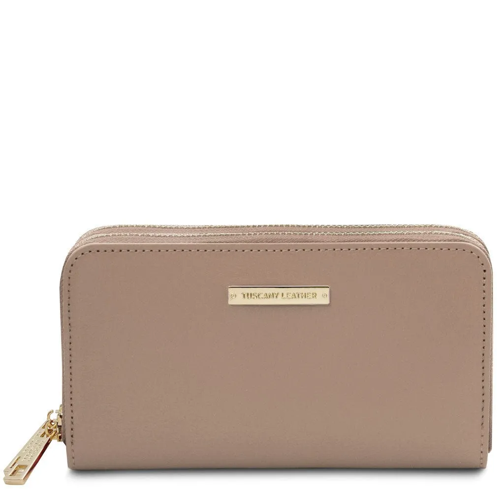 Gaia - Double zip around leather wallet | TL142343