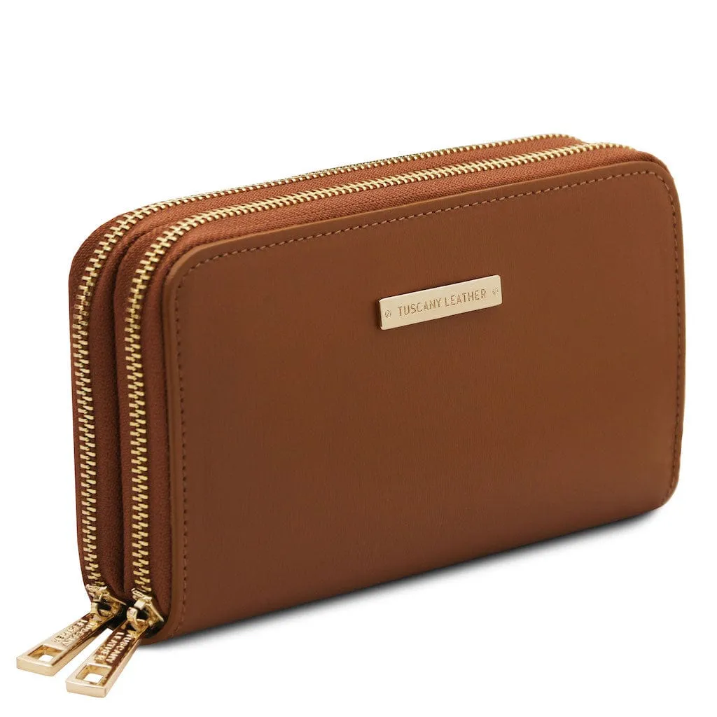 Gaia - Double zip around leather wallet | TL142343
