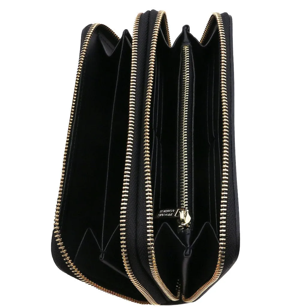Gaia - Double zip around leather wallet | TL142343