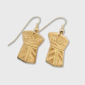 Gold Wolf Copper Shaped Earrings