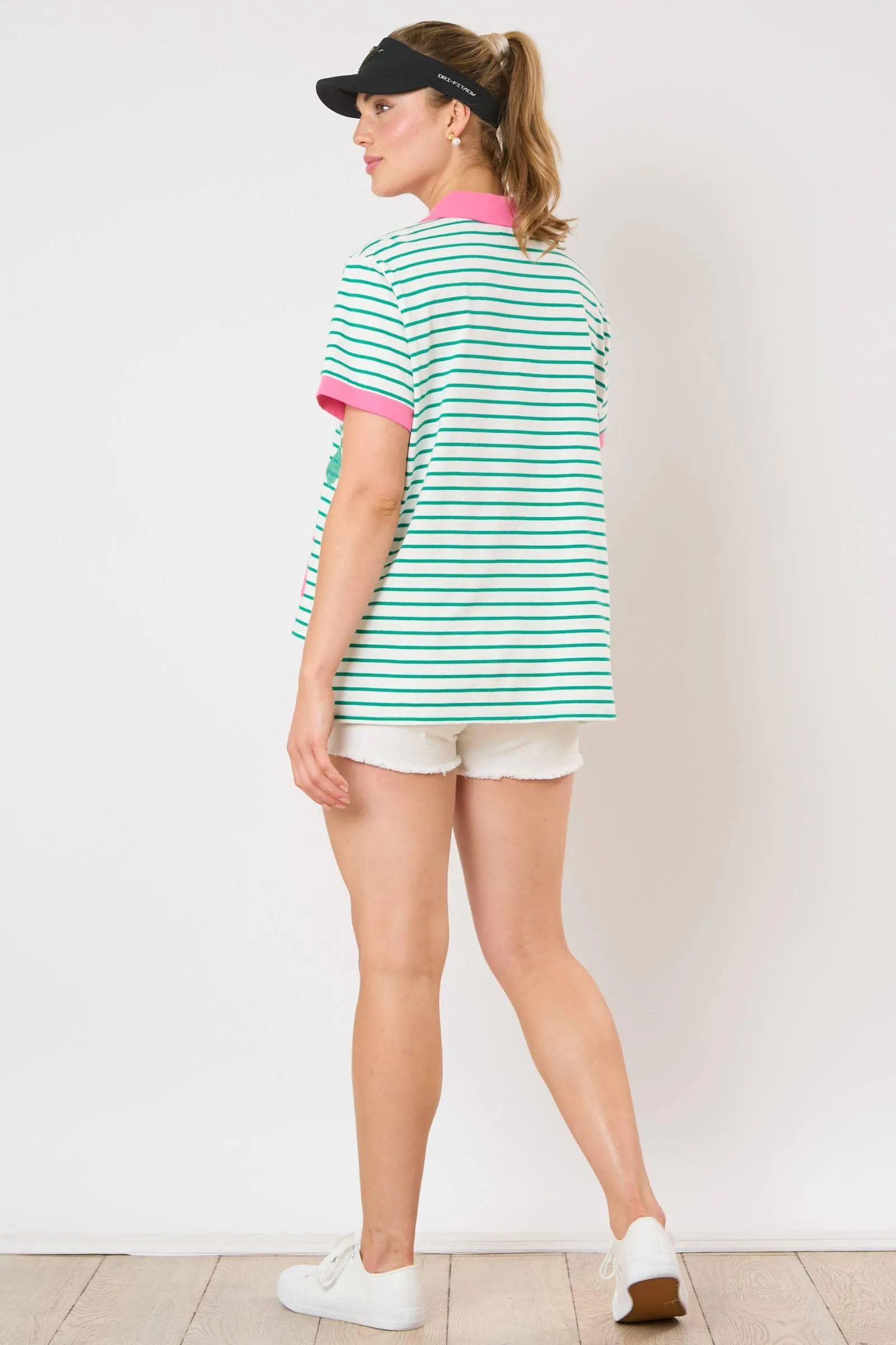 Golf Cart & Bag Sequins Embroidery Short Sleeve Top