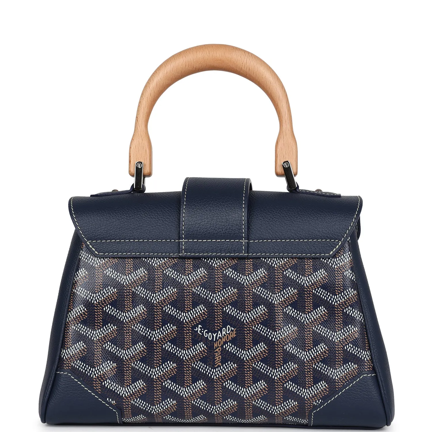 Goyard Saigon Souple Mini Bag Navy Blue Goyardine Palladium Hardware