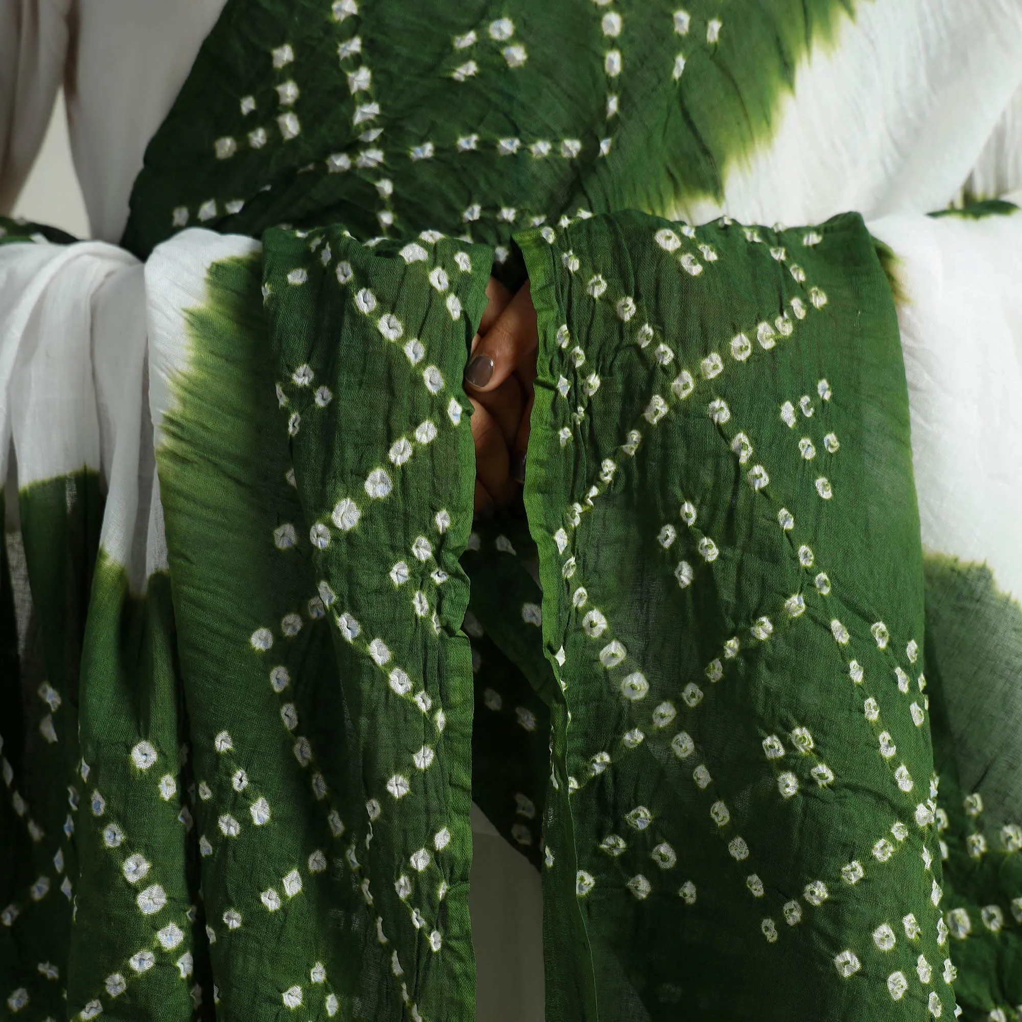 Green - Kutch Bandhani Tie-Dye Cotton Dupatta 19