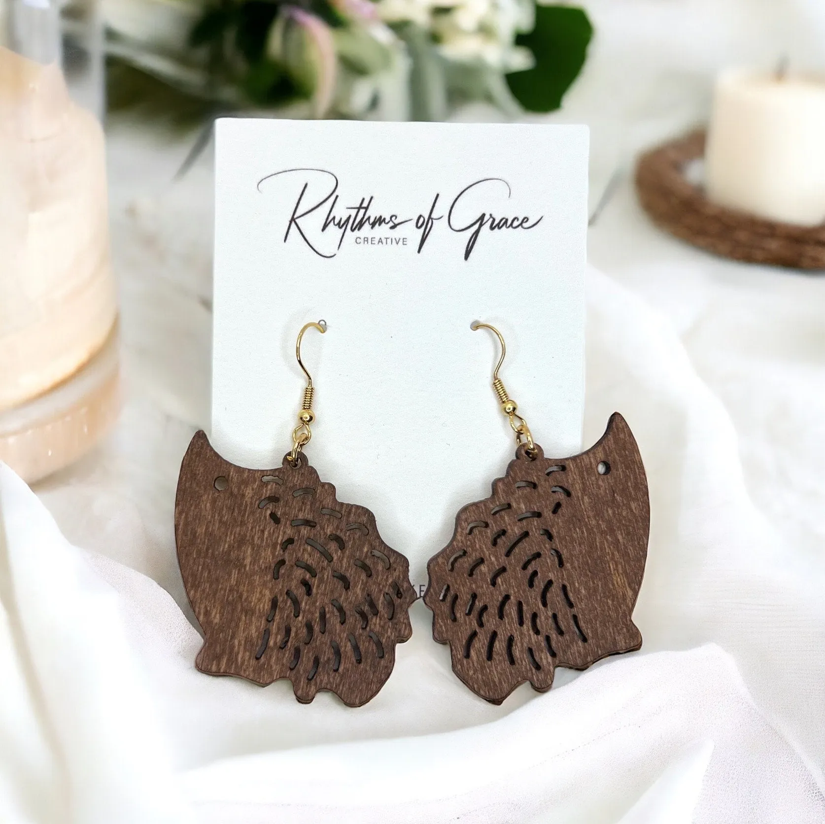 Hedgehog Earrings - Hedgehog Jewelry, Handmade Earrings, Handmade Jewelry, Animal Earrings, Animal Jewelry, Laser Cut, Wooden Hedgehog