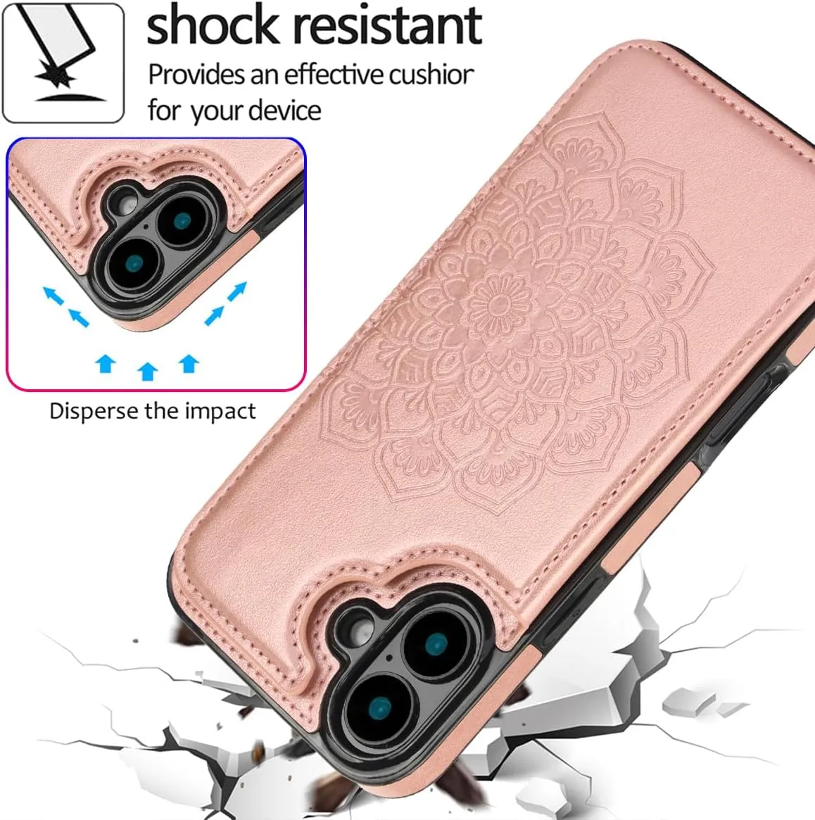 iPhone 16 Plus Flip Folio Wallet Case Credit Card Holder Slot PU Leather Cover 6.7 inch Blue